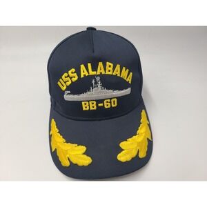 Vintage US Navy USS Alabama BB-60 Scrambled Eggs Snapback Hat Cap Military Blue